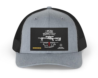 Gorra de camionero con mira telescópica para rifle y parche de tiro retro "Trabajo remoto"