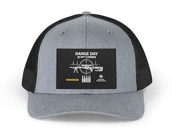 Gorra de camionero "Range Day Is My Cardio" / Silueta de rifle, gráficos de munición