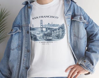 Camiseta con el puente Golden Gate de San Francisco / Camiseta con el horizonte panorámico de California