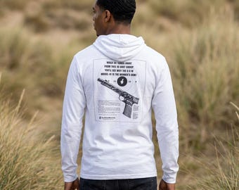 Camiseta de manga larga con capucha y logotipo vintage de Smith & Wesson modelo 41 / Estampado posterior con esquema de pistola