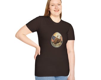 Camiseta de águila calva con bandera estadounidense / Camiseta vintage con forma de huevo de águila patriótica