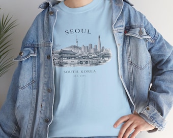 Camiseta con ilustración del horizonte de Seúl / Camiseta con paisaje urbano de Corea