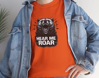 Camiseta con estampado de oso rugiente "Escúchame rugir" / Camiseta con estampado de animales