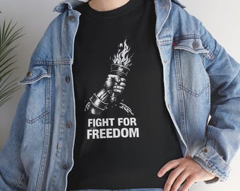 Camiseta con estampado de antorcha "Lucha por la libertad" / Protesta, libertad, estilo tatuaje retro
