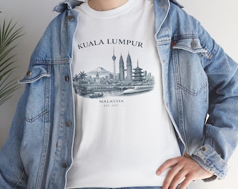 Camiseta con el horizonte de Kuala Lumpur o el paisaje urbano de Malasia, diseño de las Torres Petronas