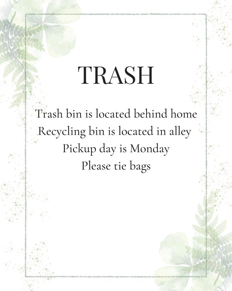 Trash Guid Editable Airbnb Trash Guide Template (digital Download) - Etsy
