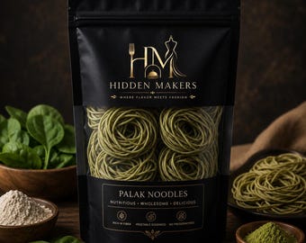 Noodles di spinaci / Noodles salutari agli spinaci / Noodles istantanei vegetariani / Pasta ricca di fibre / Senza conservanti / 250 grammi di noodles salutari agli spinaci