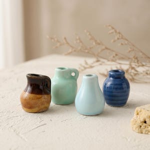 Mini Ceramic Vase or Jug, Farmhouse Pottery Decor, Bud Vase, Rustic Shelf Accent, Choice of 6 Glazed Styles
