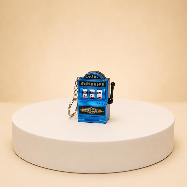 Mini Slot Machine Keychain Jackpot Toy Plastic Pendant image 2