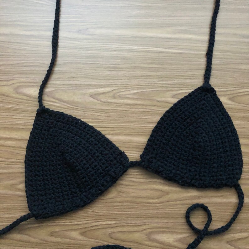 Black Crochet Bikini Top Adult Size