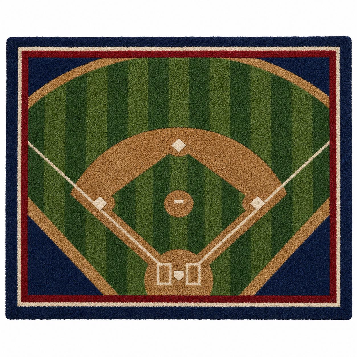 Baseball Field Rug, Sports Area Rug, Kids Baseball Carpet, Hand Tufted ...