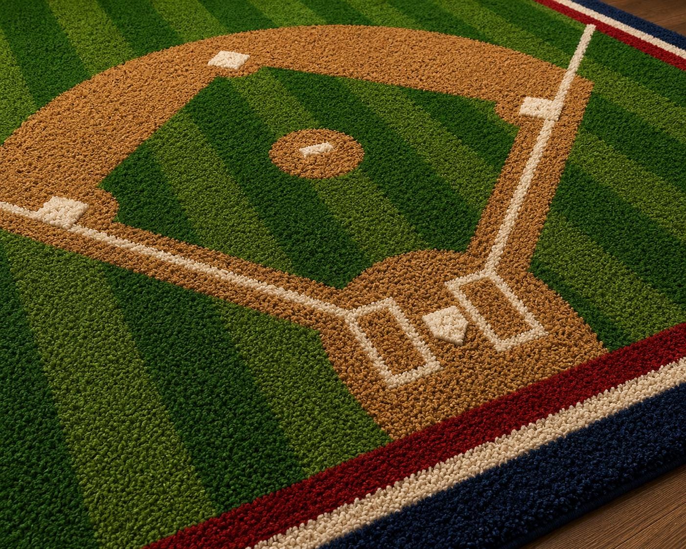 Homebase Rug Baseball Baseball Field Rug, Sports Area Rug, Kids Baseball Carpet, Hand Tufted ...