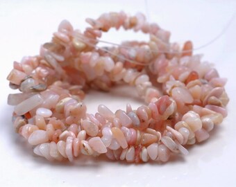 6-7MM PINK OPAL GEMSTONE PEBBLE NUGGET LOOSE BEADS 7.5/"