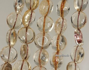 26X10-9X5MM LEMON SMOKY QUARTZ GEMSTONE GRADE A PEBBLE NUGGET LOOSE BEADS 7.5/"