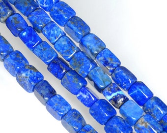 12X9-10X8MM LAPIS LAZULI GEMSTONE CUBE LOOSE BEADS 7/"