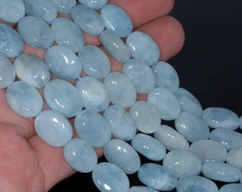 10X8MM AQUAMARINE GEMSTONE GRADE AAA FLAT BARREL LOOSE BEADS 15.5/"