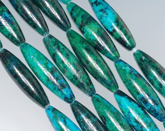 15X5MM CHRYSOCOLLA GEMSTONE ROUND TUBE LOOSE BEADS 15.5/"