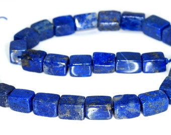 13X10-11X8MM LAPIS LAZULI GEMSTONE CUBE LOOSE BEADS 7/"