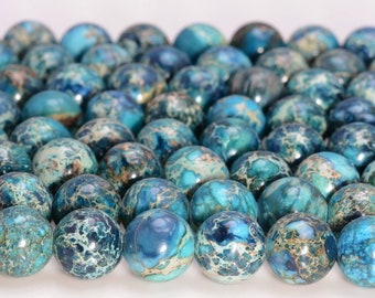 Grade AAA+ 681012mm Blue Imperial Jasper Gemstone Beads Jewelry Making gemstone Beads Sea sediment Jaspers