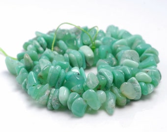7-8MM CHRYSOPRASE GEMSTONE PEBBLE NUGGET CHIP LOOSE BEADS 34/"