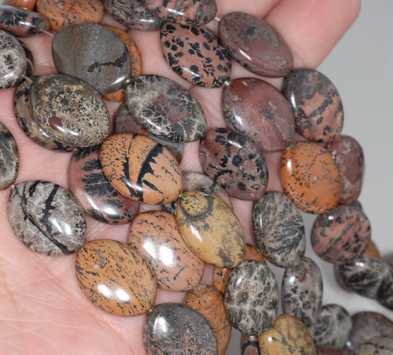 20X15MM Chinese Painting Jasper Gemstone Oval Loose Beads 15.5 Etsy