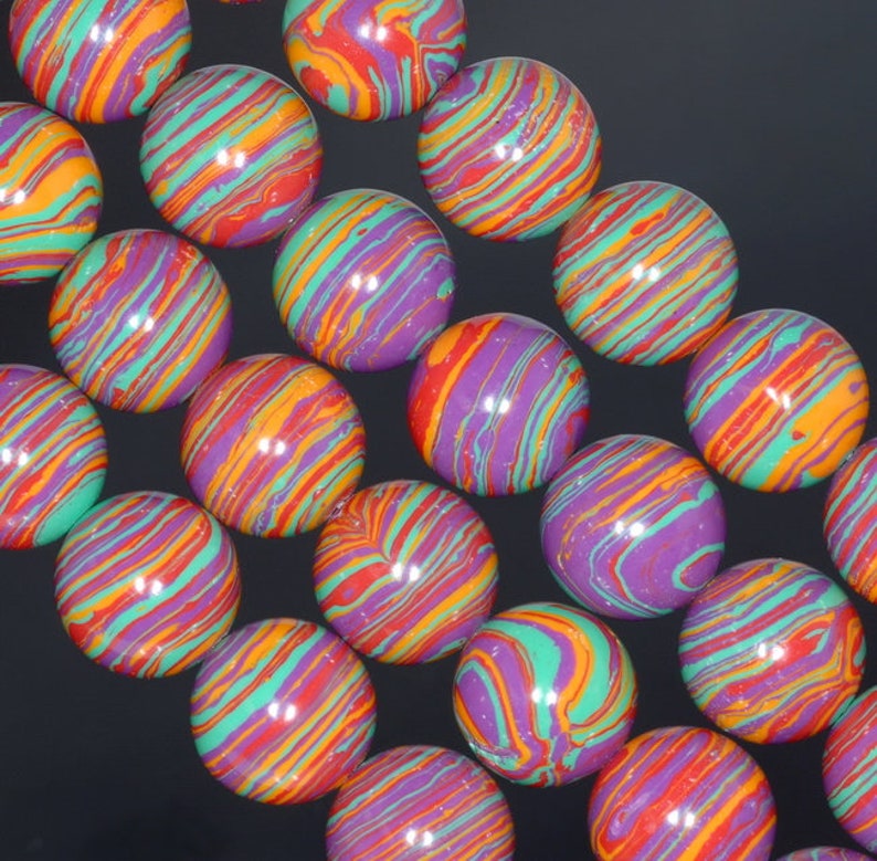 90183324-A153 14MM Rainbow Matrix Turquoise Gemstone Round Loose Beads 15.5 inch Full Strand