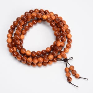 8mm 108PCS Natural Aromatic Oily Sandalwood Grade AAA Prayer Buddha Mala Meditation Beads Round Loose Beads BULK LOT (80019834-398)