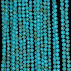 2mm Blue Turquoise Gemstone Round 2mm Loose Beads 15.5 inch Full Strand (90189196-107)