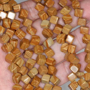 6MM Hickory Brown Picture Jasper Gemstone Square Cube Diagonal Loose Beads 15.5 inch Full Strand (90182141-A116)