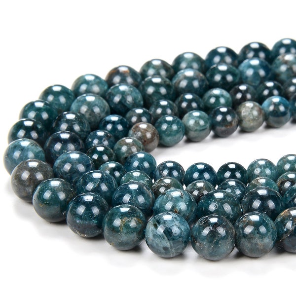 Natural Apatite Deep Blue Green Gemstone Round 4MM 5MM 6MM 7MM 8MM Loose Beads (D119)