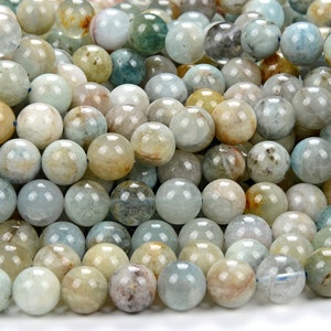 10MM Natural Aquamarine Gemstone Grade A Round Loose Beads (D408)