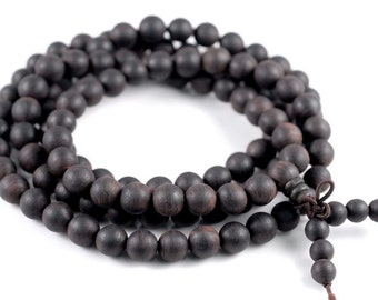 108PCS 6mm 8mm Fragrant Natural Black Wood  Prayer Buddha Mala Meditation Beads Round Loose Beads BULK LOT