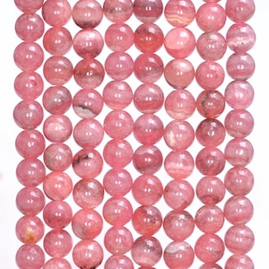 5-6mm Argentina Rhodochrosite Gemstone Grade AAA Red Round Loose Beads 7.5 inch Half Strand (80004669-923)