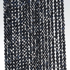 2mm Noir Black Onyx Gemstone Black Faceted Round Loose Beads 15.5 inch Full Strand (90183443-107)