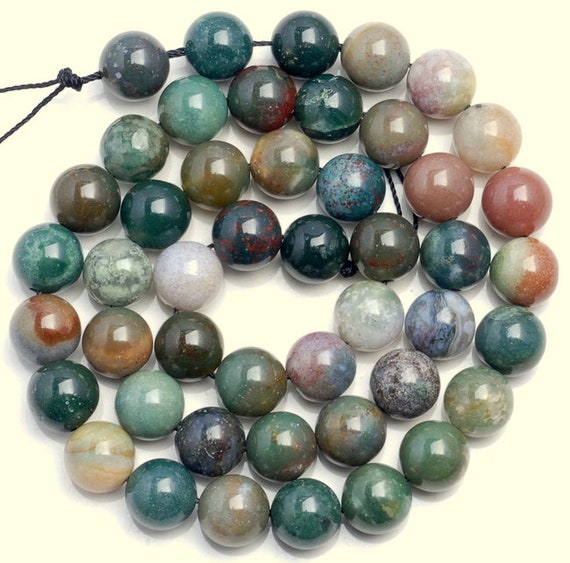 8MM SANCTUARY INDIAN AGATE GEMSTONE ROUND LOOSE BEADS 15.5/"