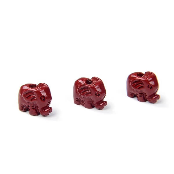 Cinnabar Gemstone Carved Elephant 10X7MM 5 Beads (80018708-S25)