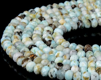 Natural Dominican Larimar Gemstone Grade A 5X3MM Micro Faceted Rondelle Loose Beads 15 inch Full Strand (80018123-P89)