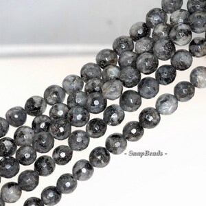 8mm Larvikite Gemstone Grey Black Faceted Round Loose Beads 15 inch Full Strand 90148761-239 image 2