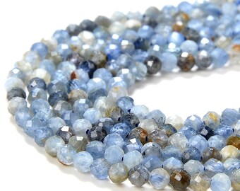 2MM Natural Kyanite Gemstone Grade A Micro Faceted Round Loose Beads 15 inch Full Strand (80016201-P49)