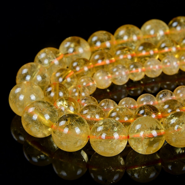 Pierres précieuses citrine de qualité orange jaune ronde 4 MM 6 MM 8 MM 10 MM 12 MM Perles en vrac (D12)