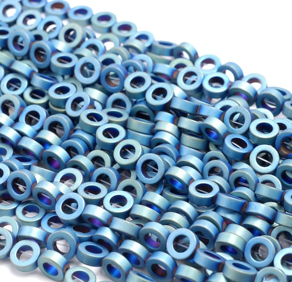 10MM SILVER HEMATITE GEMSTONE RIM HALO CIRCLE LOOSE BEADS 16/"