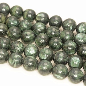 12mm Russian Seraphinite Clinochlore Gemstone Green Round 12mm Loose Beads 15.5 inch Full Strand (90149533-182)