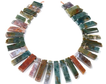 46X10-26X11MM Indian Agate Gemstone Gradated Slice Stick Points Loose Beads 15.5 inch Full Strand (80016534-S15)