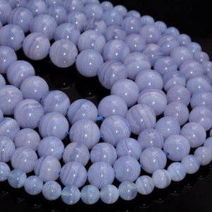 Chalcedony Blue Lace Agate Gemstone Grade AAA Round 4mm 6mm 8mm 10mm Loose Beads  (A271)