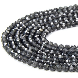 Natural Obsidian Gemstone Grade AAA Micro Faceted Round 2MM  Loose Beads 15 inch Full Strand (80018168-P93)