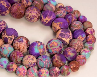 Matte Purple Pink Galaxy Sea Sediment Imperial Jasper Gemstone Round 4mm 6mm 8mm 10mm Loose Beads (A270)