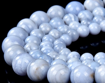 Calcedonio Blu Lace Agata Pietra Preziosa Grado AA Rotondo 5MM 6MM 7MM 8MM 9MM 10MM 11MM 12MM Perline Sfuse (D485)
