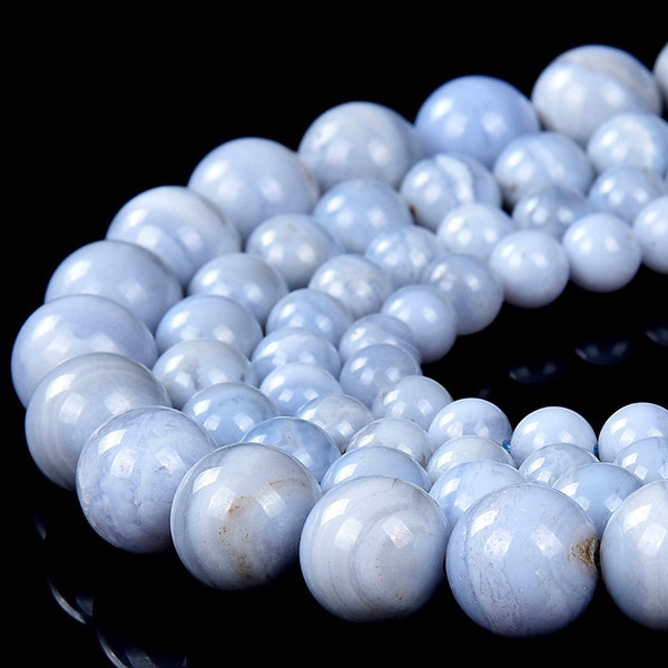 Calcédoine dentelle bleue Agate pierre précieuse de qualité AA ronde 5MM 6MM 7MM 8MM 9MM 10MM 11MM 12MM perles en vrac (D485)