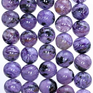 12mm Genuine Charoite Gemstone Grade AA Purple Round Loose Beads 7.5 inch Half Strand (80004769-460)