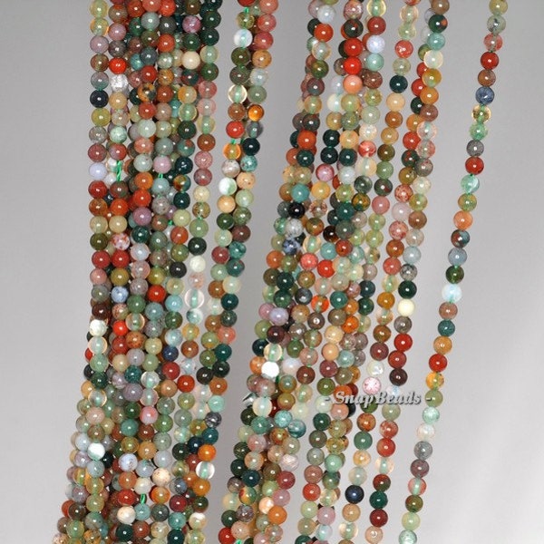 2MM Sanctuary Indian Agate Gemstone Round 2MM Loose Beads 16 inch Full Strand (90113980-107-2mm A)